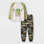 Toddler Boys' Baby Yoda Fleece Top and Bottom Set - Cream