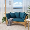 TinyHomie Expandable Daybed, Outdoor Couch Acacia Wood Patio Couch with Adjustable Armrests, Removable Cushions and Pillows - 3 of 4