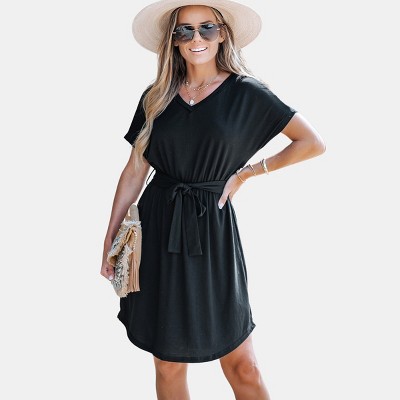 Women's V-Neck Short Sleeve Mini Dress - Cupshe