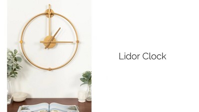 Lidor Gold Minimalist Iron Wall Clock, 22 x 25 Inch