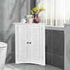 Costway Corner Storage Cabinet Freestanding Floor Cabinet Bathroom w/ Shutter Door White - 3 of 4