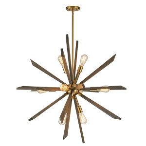 LLHZSY 8-Light Gold Wood Farmhouse Sputnik Firework Chandelier Hanging Pendant Lighting - 40 1/5" - 1 of 4