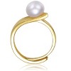 Guili Sterling Silver Gold Plated Adjustable Linear Ring with Genuine Freshwater Pearl, versatile for a sleek and modern minimalist style. - 2 of 3
