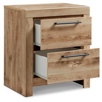 Hyanna Contemporary Beige 2-Drawer Nightstand with USB Charging