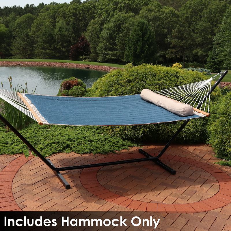 Sunnydaze Heavy-Duty 2-Person Quilted Designs Fabric Hammock with Spreader Bars and Detachable Pillow - 440 lb Weight Capacity, 3 of 11