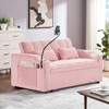 TIRAMISUBEST 3 in 1 Velvet Foldable Sofa Bed, Multi-purpose Convertible Sofa, USB Port, Adjustable Backrest, Swivel Stand, Pink - 2 of 4