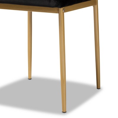 Armand Gold-Finished Metal & Black Velvet Low Arm Chair