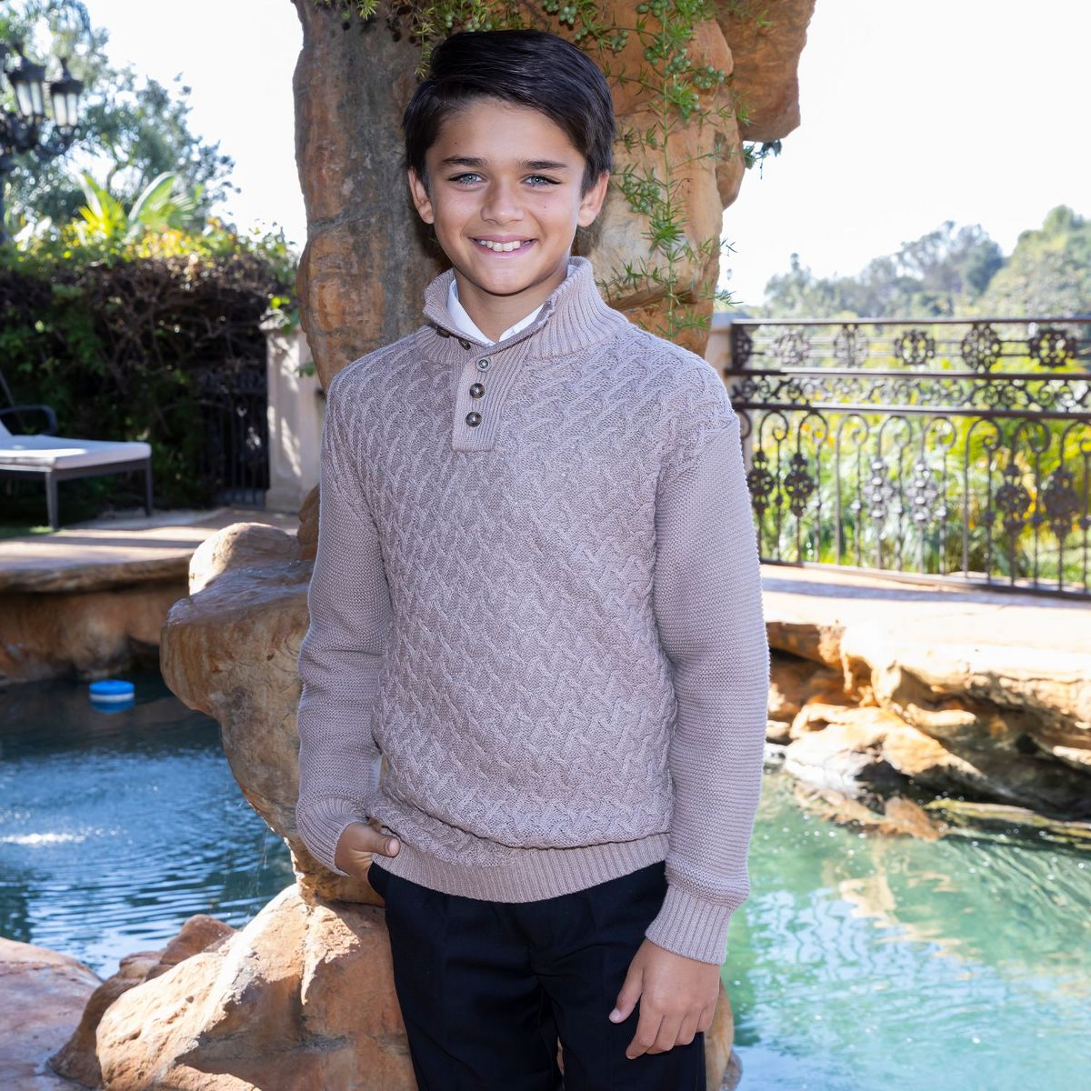 Gioberti Boy's Mock Neck Pullover Knitted Sweater - thumbnail 5