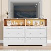 Coucheta Dresser for Bedroom with 6 Drawers, Large Wooden Bedroom Dressers with Power Outlet and Led Lights, 55 Inch Wide TV Dresser for Room - 3 of 4