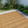 GlasFlength Carpet Tiles 10 Pack 12" Acacia Wood Interlocking Deck Tiles Striped Outdoor Flooring for Patio Balcony Poolside, Beige, 12"*12"*0.75" - 2 of 4