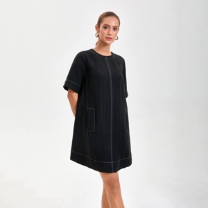 Women's Short Sleeve Swing Mini A-Line Dress - A New Day™ Black - 1 of 4