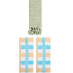 REGALWOVEN 3 Packs Cotton Absorbent Soft Decorative Bathroom Hand Towel for Kitchen - 1 of 4