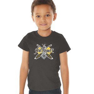 Toddler Boys' Harry Potter Hufflepuff Broomstick Badger Logo T-Shirt - 1 of 4