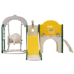 Infurnic Baby Activity Gyms, Slide Set with Basketball Hoop, Climbers Playground for Indoor or Outdoor, Multicolored, 82.7"*65.4"*45.3" - 1 of 4