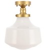 Elegant Lighting Lyle 1 light Brass and frosted white glass Flush mount - 3 of 4