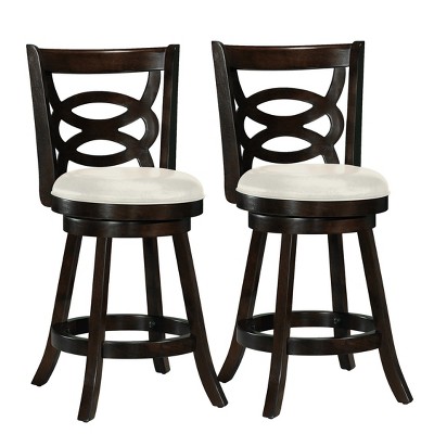 Set of 2 Counter Height Barstools Dark Cappuccino White - CorLiving