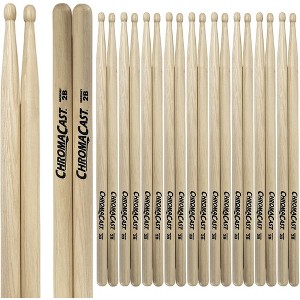 ChromaCast 2B USA Made Hickory Drumsticks Pair - Wood Tipped - Drum Sticks Tour Tested by Pro Drummers - Real American Hickory Wood - 1 of 4