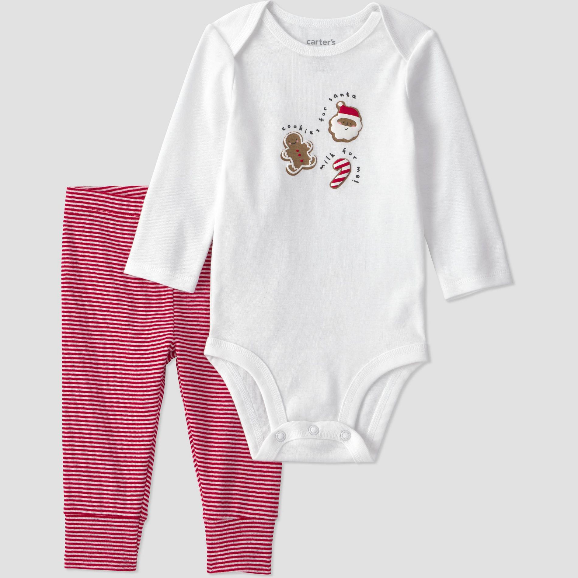 Carter's Just One You® Baby Christmas Cookies Long Sleeve Bodysuit and Pants Set - White/Red