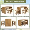 5 Piece Acacia Wood Outdoor Patio Bar Set,Counter Height Bar Table and 4 Stools,Wood Garden Dining Set with Cushions for Backyard-Coolbibila - 3 of 4