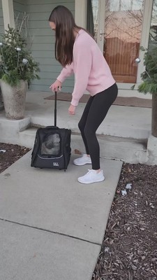 Pink Soft-Sided Rolling Pet Carrier with Telescoping Handle
