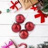 Northlight 4ct Shiny Red and White Striped Glass Ball Christmas Ornaments 3" (80mm) - 2 of 4
