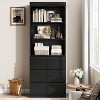 Homhougo Bookcase with Drawers 70.27 Inches Tall Bookshelf Farmhouse Bookcases Wooden Deep Bookshelves Storage Cabinet Organizer - 3 of 4