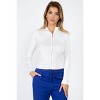Slickblue Long Sleeve Neon Zip-Up Crop Top, Stretchy Knit, Mock Neck Blouse, Casual or Nightwear, Neon Orange, S - 2 of 4