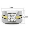 Slickblue Men’s Two-Tone IP Gold Stainless Steel Ring with Clear Square Synthetic Crystal, Comfortable Fit, size 8-13 - 2 of 4