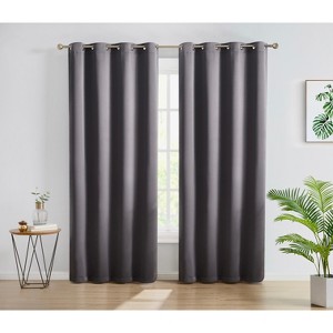 HLC.ME Oxford Curtains for Living Room, Room Darkening Energy Saving, Insulated Darkening Window Grommet Panels, Set of 2 - 1 of 4