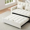 TiranisuBest 3-in-1 Convertible Sleeper Beige Sofa Bed, Velvet Futon Couch with Adjustable Backrest, Side Pocket & Pull-Out Function for Living Room - 3 of 4