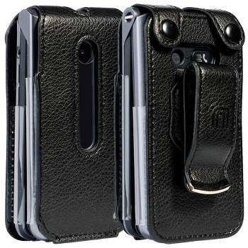 Nakedcellphone Vegan Leather Case with Belt Clip for LG Classic Flip Phone - Black