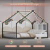 Angel Sar Full Size Children's Loft Bed with LED Light Strips, Roof-Shaped Iron Frame Bed, 4-Color Lighting, Low-Profile Floor Bed for Kids, Black - 4 of 4