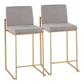 Set of 2 FujiHB Polyester/Steel Counter Height Barstools Gold/Gray - LumiSource