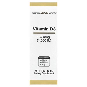 California Gold Nutrition Vitamin D3, 25 mcg (1,000 IU), 1  fl oz (30 ml) - 1 of 3