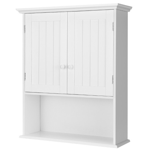 Tangkula Wall Mounted Bathroom Cabinet Medicine Cabinet Storage Organizer  With 2 Doors & Adjustable Shelf White : Target