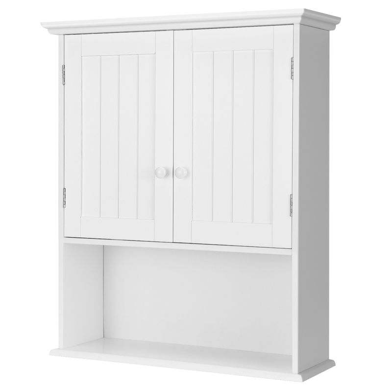 Tangkula Wall Mounted Bathroom Cabinet Medicine Cabinet Storage Organizer with 2 Doors & Adjustable Shelf Grey/White, 1 of 9