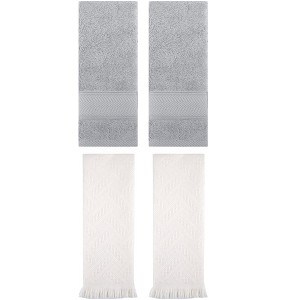 REGALWOVEN 4 Pcs Bathroom Decorative Cotton Soft Absorbent Sold Striped Hand Towel - 1 of 4