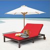 Tangkula Adjustable Patio Rattan 2 Person Recliner Lounge Chair w/ Red Cushion Wheel - 2 of 4