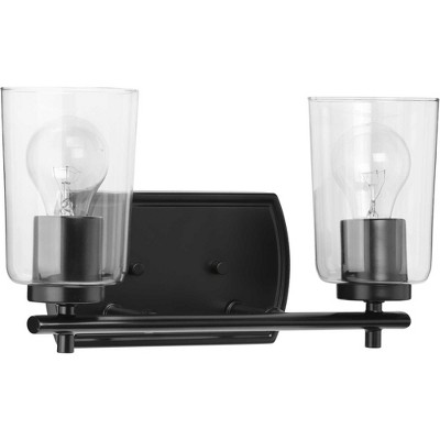 Adley Black 2-Light Bath Wall Fixture with Clear Glass Shades