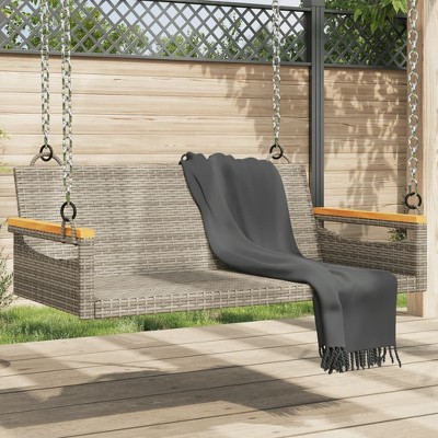 vidaXL Swing Bench Gray 42.9"x24.4"x15.7" Poly Rattan