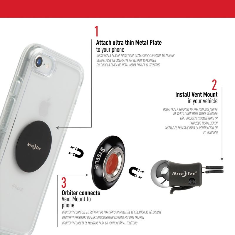 Nite Ize Steelie Orbiter Vent Mount Kit - Magnetic Cell Phone Holder for Car Vent, 4 of 10