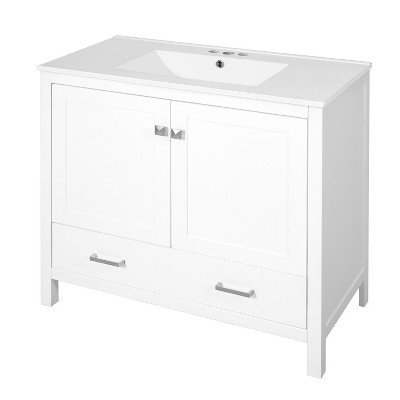 Dexmalle 36" Bathroom Vanity with Double Storage Shelves & Divided Drawer