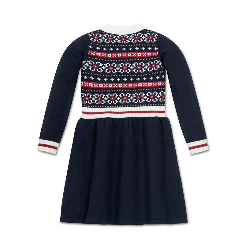 Hope & Henry Girls' Long Sleeve Nordic Fair Isle Sweater Dress, Kids, 3 of 8