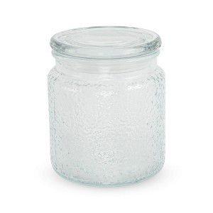 Unique Bargains 16.91oz Round Texture Decorative Glass Jar with Lid Clear 1 Pc - 1 of 4