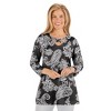 Collections Etc Paisley Print Lattice V-Neck 3/4 Length Sleeve Knit Top - 2 of 4