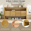 60" 4-Door Sideboard Buffet, Modern Solid Wood Veneer Storage Console with Open Shelf, Large Capacity for Living Room Dining Entryway - 3 of 4
