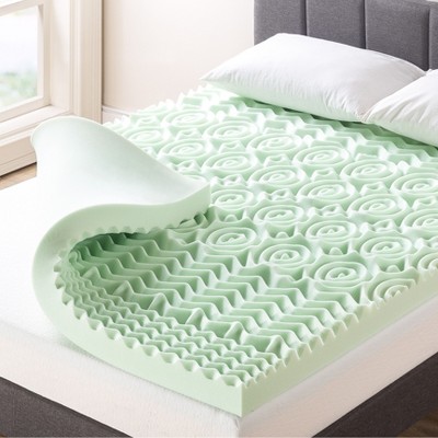 Mellow 5-Zone Memory Foam Green Tea Infusion 4" Mattress Topper