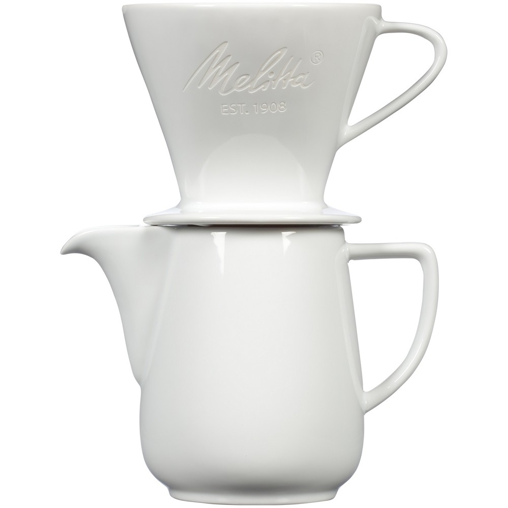 Melitta Porcelain Pour-Over Carafe Set with Cone Brewer and Carafe -