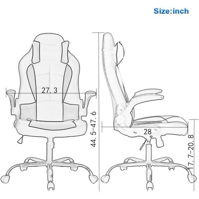 Ergonomic Black PU Leather High Back Gaming Chair with Adjustable Arms