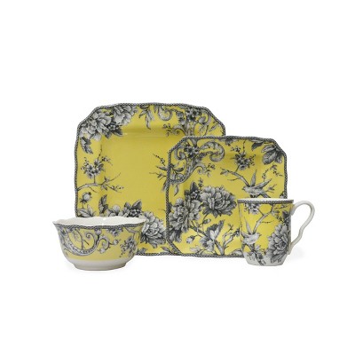 16pc Porcelain Adelaide Dinnerware Set Yellow - 222 Fifth